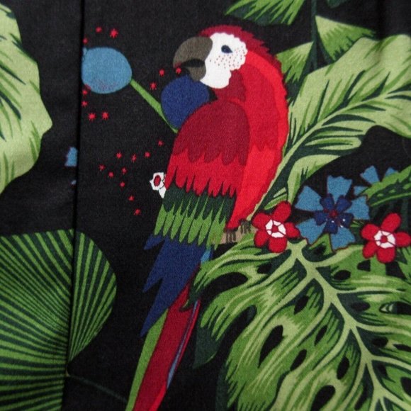 NWT Collectif Anita parrot Paradise in Black Cotton Pencil Dress L / US 10 - Picture 3 of 6
